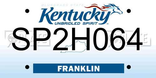 SP2H064 Kentucky License Plate