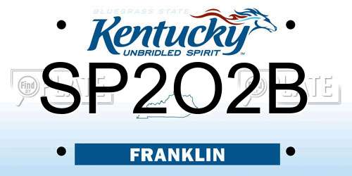 SP2O2B Kentucky License Plate