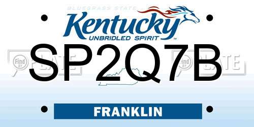 SP2Q7B Kentucky License Plate
