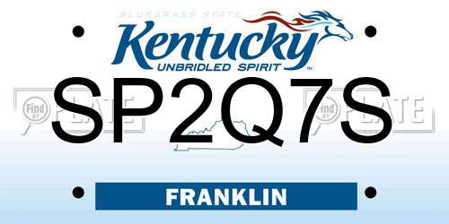 SP2Q7S Kentucky License Plate
