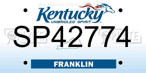 SP42774 Kentucky License Plate