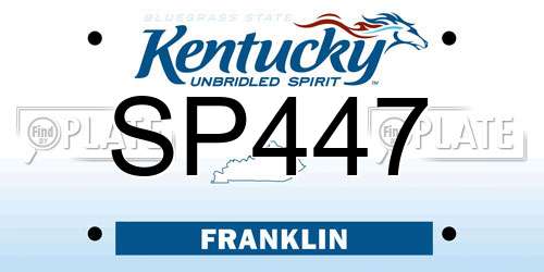 SP447 Kentucky License Plate