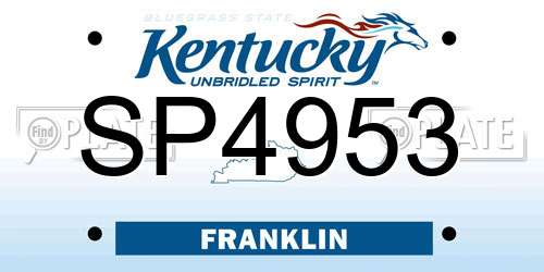 SP4953 Kentucky License Plate