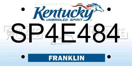 SP4E484 Kentucky License Plate