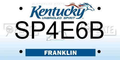 SP4E6B Kentucky License Plate