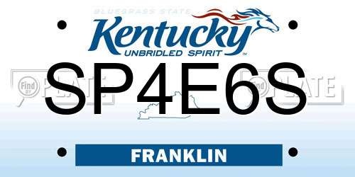 SP4E6S Kentucky License Plate