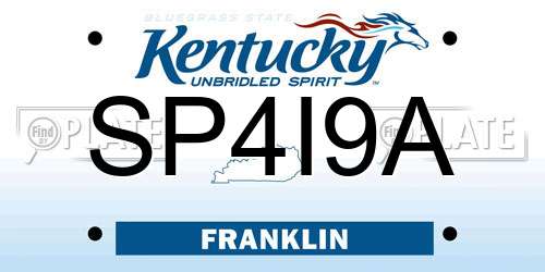 SP4I9A Kentucky License Plate