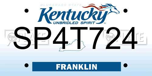 SP4T724 Kentucky License Plate