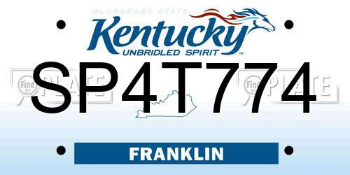 SP4T774 Kentucky License Plate