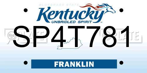 SP4T781 Kentucky License Plate