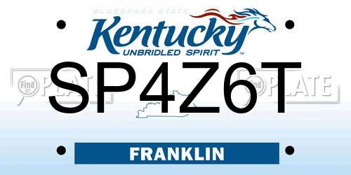 SP4Z6T Kentucky License Plate
