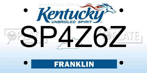 SP4Z6Z Kentucky License Plate
