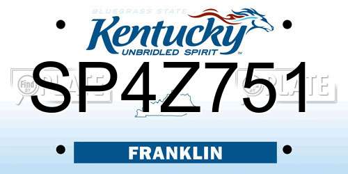 SP4Z751 Kentucky License Plate