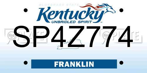 SP4Z774 Kentucky License Plate