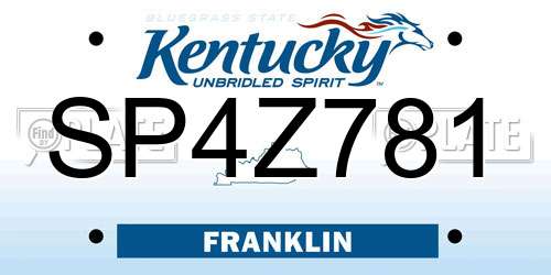 SP4Z781 Kentucky License Plate