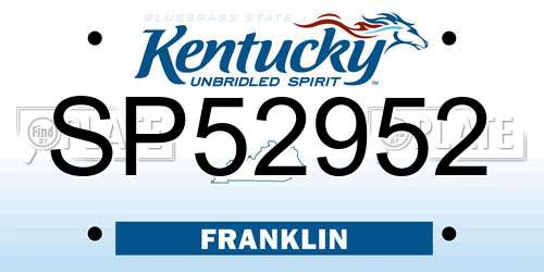 SP52952 Kentucky License Plate