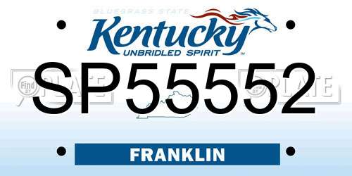 SP55552 Kentucky License Plate