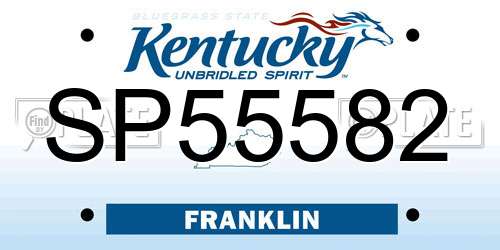 SP55582 Kentucky License Plate