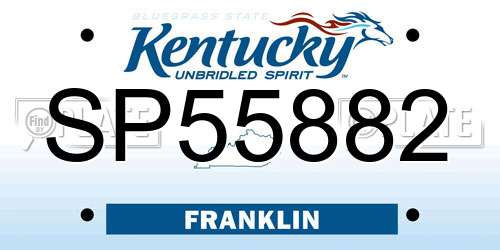 SP55882 Kentucky License Plate