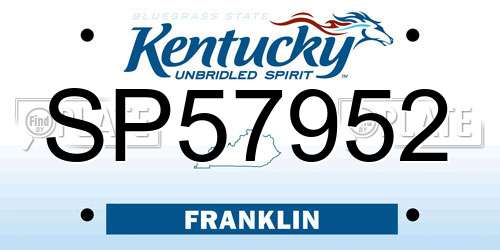 SP57952 Kentucky License Plate