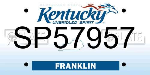 SP57957 Kentucky License Plate