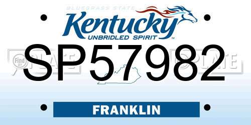 SP57982 Kentucky License Plate