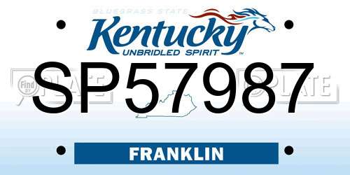 SP57987 Kentucky License Plate