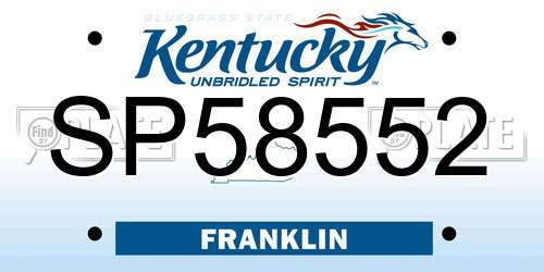 SP58552 Kentucky License Plate