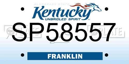 SP58557 Kentucky License Plate