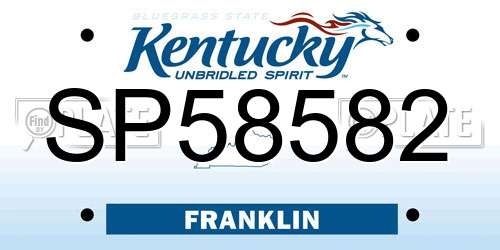 SP58582 Kentucky License Plate