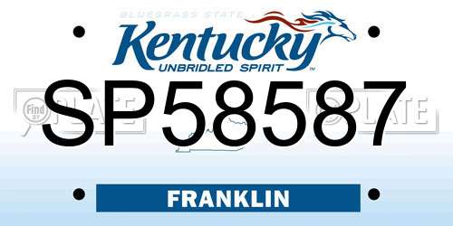 SP58587 Kentucky License Plate