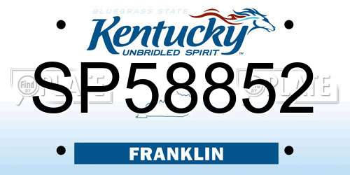 SP58852 Kentucky License Plate