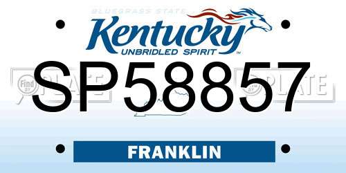 SP58857 Kentucky License Plate