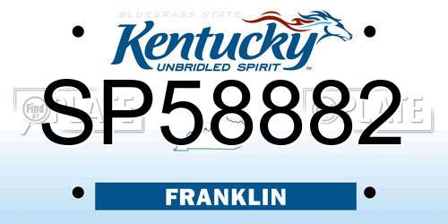 SP58882 Kentucky License Plate