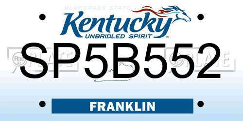 SP5B552 Kentucky License Plate