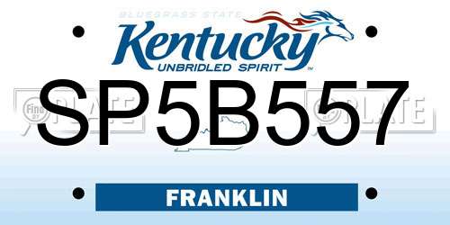 SP5B557 Kentucky License Plate