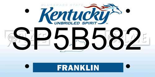 SP5B582 Kentucky License Plate