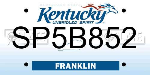 SP5B852 Kentucky License Plate