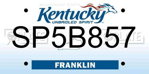 SP5B857 Kentucky License Plate