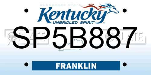 SP5B887 Kentucky License Plate
