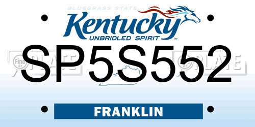 SP5S552 Kentucky License Plate