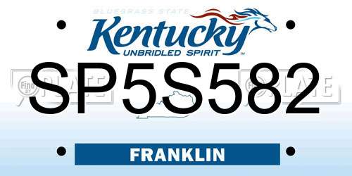 SP5S582 Kentucky License Plate