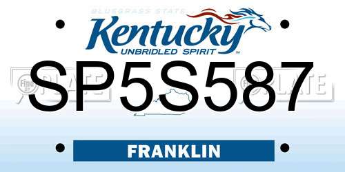 SP5S587 Kentucky License Plate