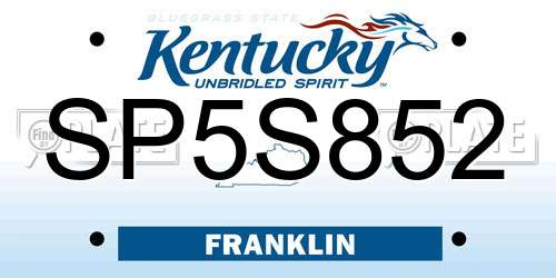 SP5S852 Kentucky License Plate