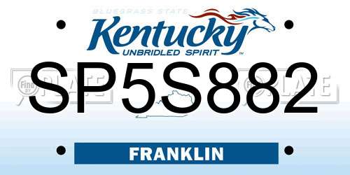 SP5S882 Kentucky License Plate
