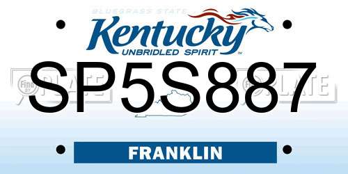 SP5S887 Kentucky License Plate