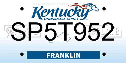 SP5T952 Kentucky License Plate