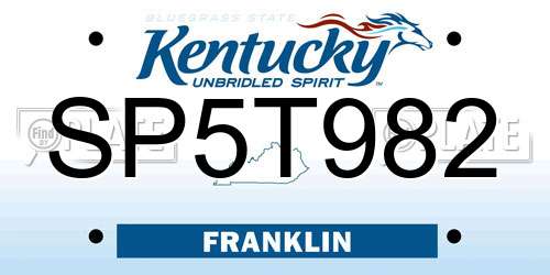 SP5T982 Kentucky License Plate