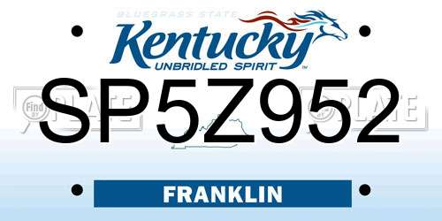 SP5Z952 Kentucky License Plate