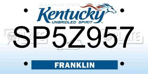 SP5Z957 Kentucky License Plate